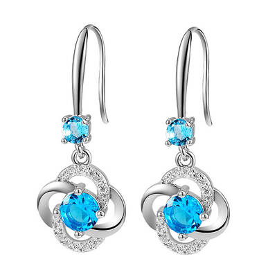 Flower Cubic Zirconia Drop Earring