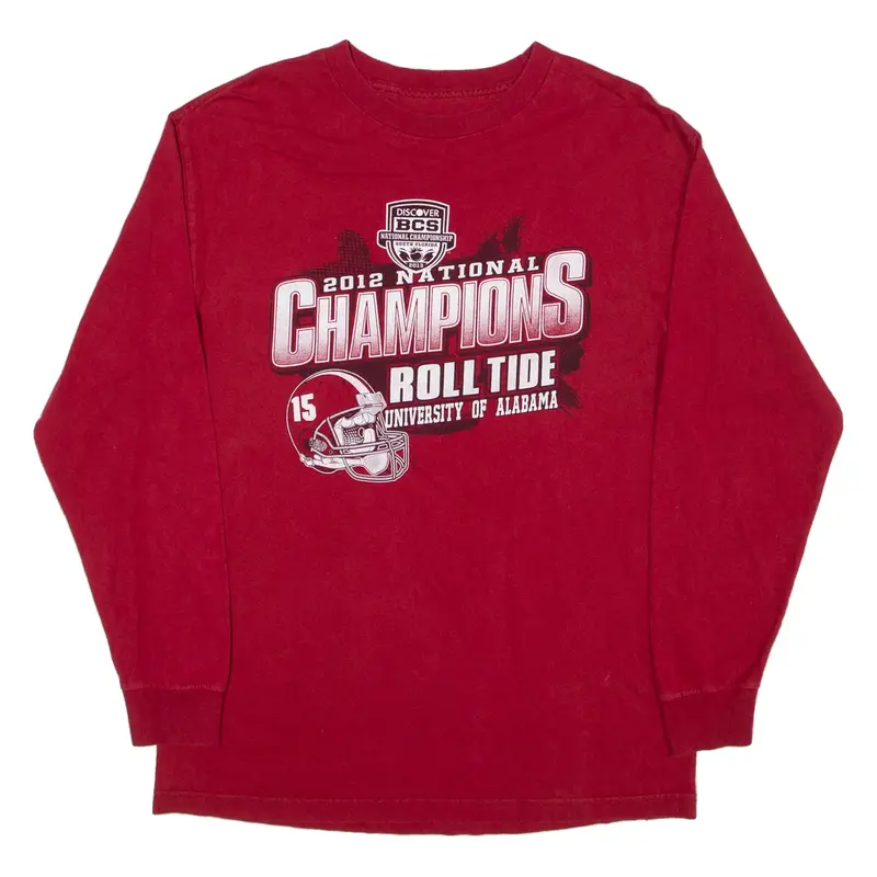 UNIVERSITY OF ALABAMA Roll Tide USA T-Shirt Red Long Sleeve Mens S