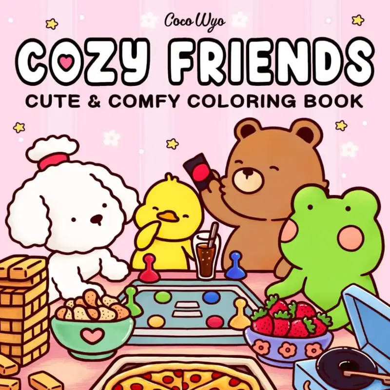 Coco Wyo Cozy Friends: Cute & Comfy Coloring Book for Adults and Teens Featuring Super Cute Animal Characters with Easy Simpl...