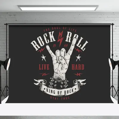 Black White Red Rock And Roll Live Hard Backdrop