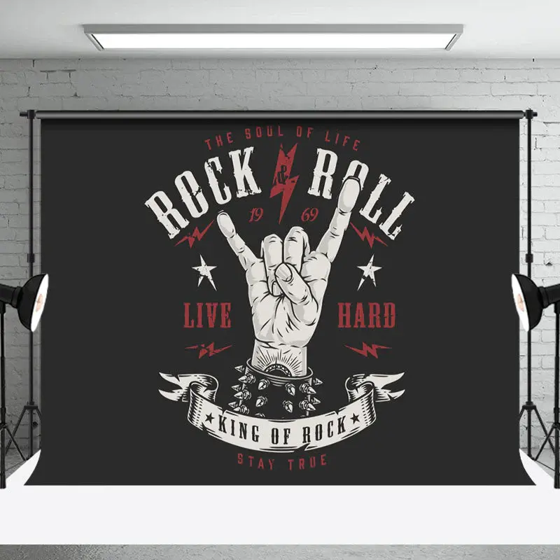 Black White Red Rock And Roll Live Hard Backdrop