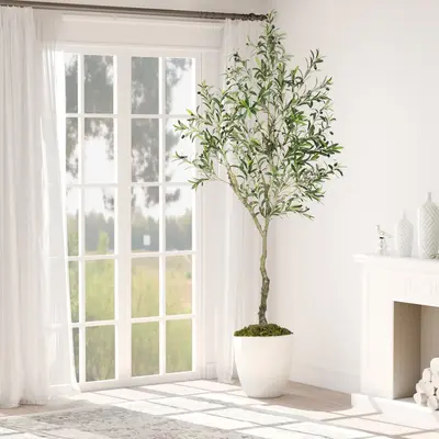 6/7/8FT Artificial Olive Tree(NO POT) Indoor Corner Minimally Decorated Fake Tree Plants For Gates, Hallways, or Balcony D...