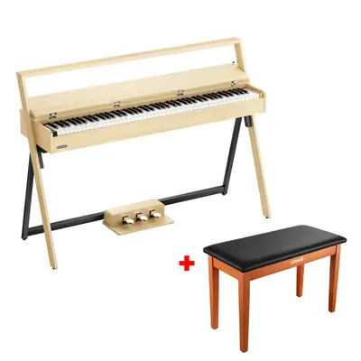 Donner OURA™ R300 Home Digital Piano - Light Wood / Piano+Wooden Two Seated Bench