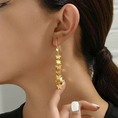Butterfly Tassel Earrings Fashionable High-end Ear Hooks Women's Accessories