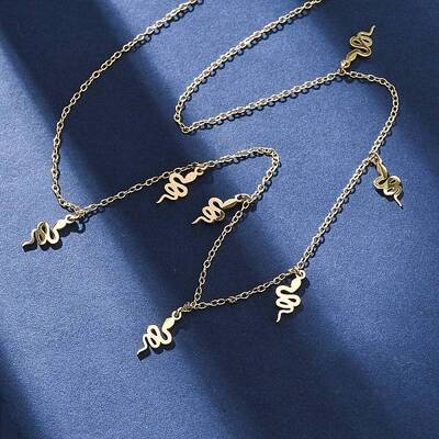 304 Stainless Steel Snake Tassel Necklaces