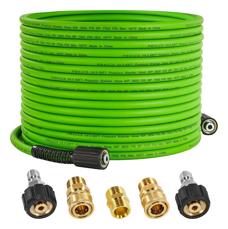 PWACCS Pressure Washer Hose for Power Washer - 50 FT x 1/4 Extension - Kink Resistant - Compatible with M22 Fittings h