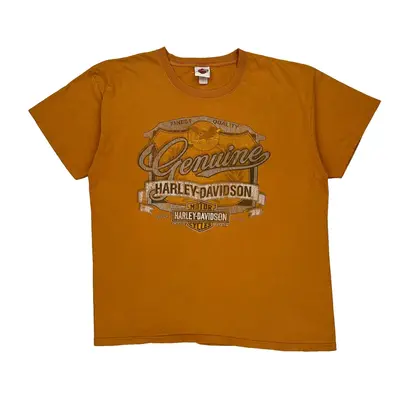 Harley Davidson Graphic T-Shirt - XL Orange Cotton