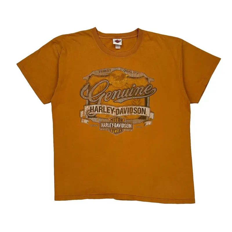 Harley Davidson Graphic T-Shirt - XL Orange Cotton