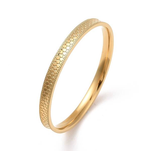 Ion Plating(IP) 304 Stainless Steel Bangles with Dragon Scales Pattern