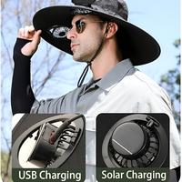 Outdoor Wide Brim Solar Charging Sun Hat, Easy to Carry - Long-Lasting Battery Life - Unisex Fishing Solar Fan Hat, Built-in ...