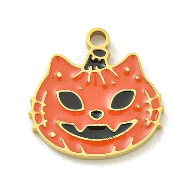 Halloween Theme Ion Plating(IP) 304 Stainless Steel Enamel Charms