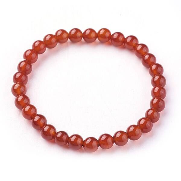 Natural Carnelian(Dyed) Beads Stretch Bracelets