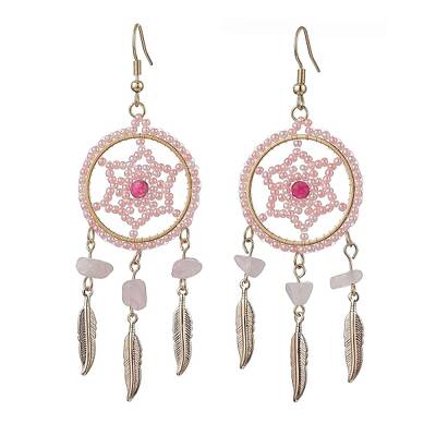 304 Stainless Steel with Glass Dangle with Natural Agate Stud Earring