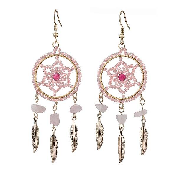 304 Stainless Steel with Glass Dangle with Natural Agate Stud Earring