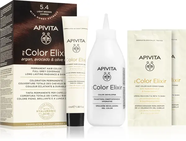 Apivita My Color Elixir ammonia-free hair dye color 5.4 Light Brown Copper