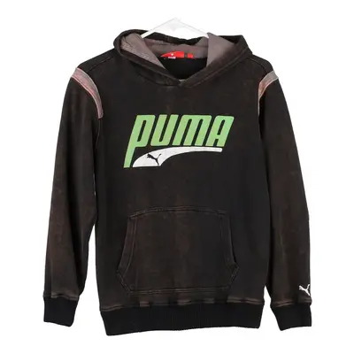 Age 14-16 Puma Spellout Hoodie - Medium Brown Cotton Blend