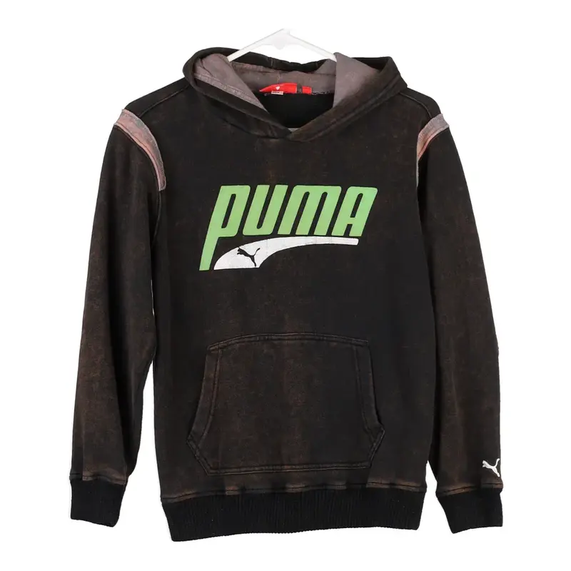 Age 14-16 Puma Spellout Hoodie - Medium Brown Cotton Blend