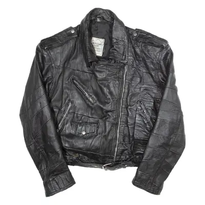 Womens Biker Jacket Black Leather 90s S