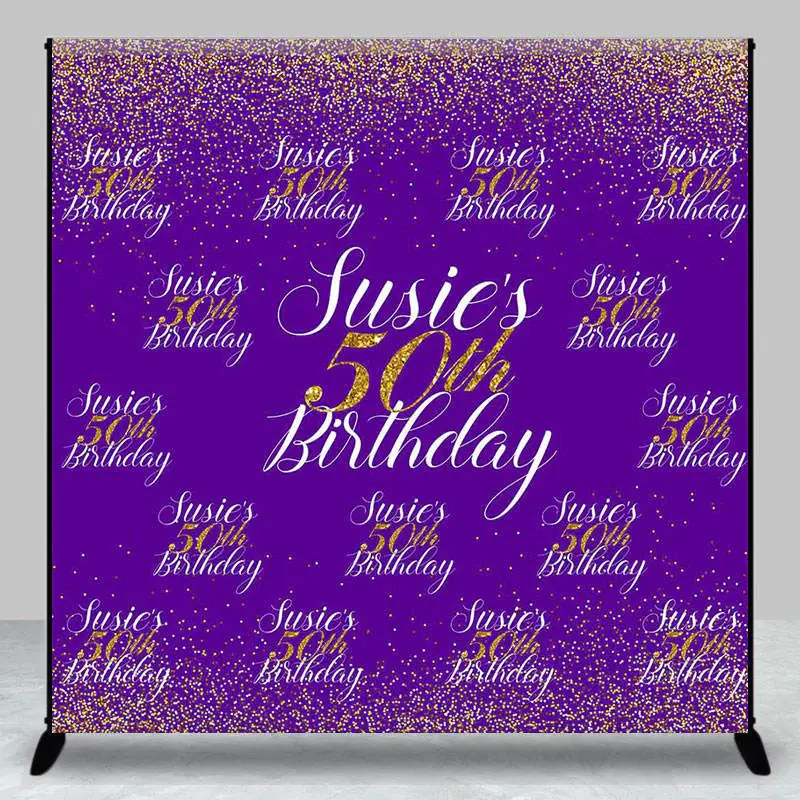 Custom Step And Repeat Purple 50th Birthday Backdrop - Aperturee