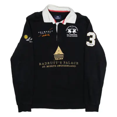 LA MARTINA Mens Sweatshirt Black Collared M