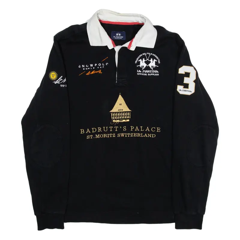 LA MARTINA Mens Sweatshirt Black Collared M
