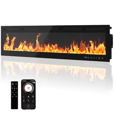 Garvee 80 Inch Recessed and Wall Mounted Electric Fireplace Insert, 750W/1500W Dual-Mode Heater with WiFi and Remote Control,...