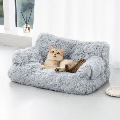 Pet Couch Bed, Washable Cat Beds for Medium Small Dogs & Cats up to 25 lbs, Durable Dog Beds with Non-Slip Bottom, Ultra Fluf...