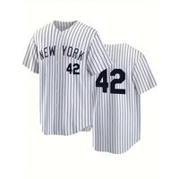 New York Baseball Jersey Men's Women Classic Striped 3D Printin Short Sleeve Button Up Shirt Summer Sportswear For Matches Pa...