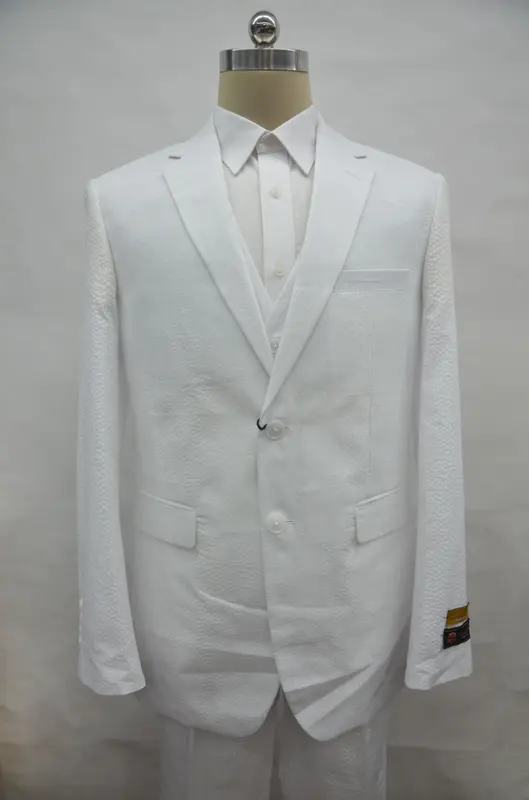 Seersucker-2BV White - Mens Modern Fit Suit