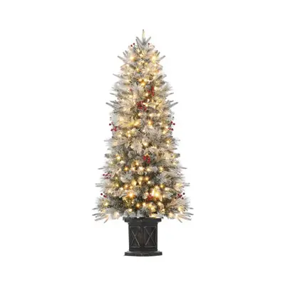 Garvee 4.5ft Xmas Tree, Pre Lit Snow Flocked Artificial Christmas Tree with 200 LED Lights & 8 Lighting Modes, Premium Christ...