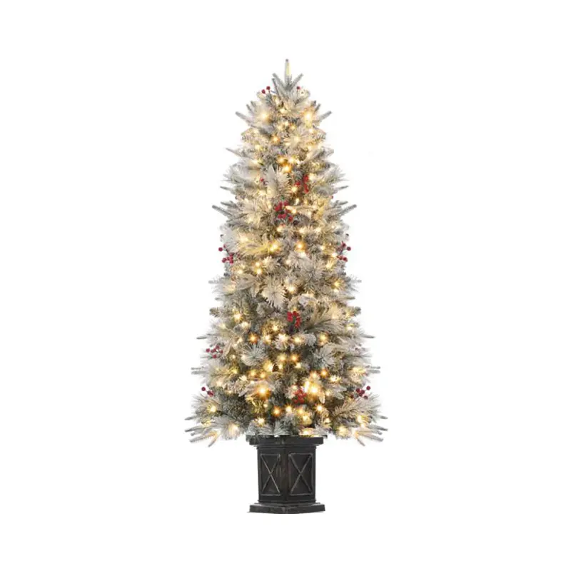 Garvee 4.5ft Xmas Tree, Pre Lit Snow Flocked Artificial Christmas Tree with 200 LED Lights & 8 Lighting Modes, Premium Christ...