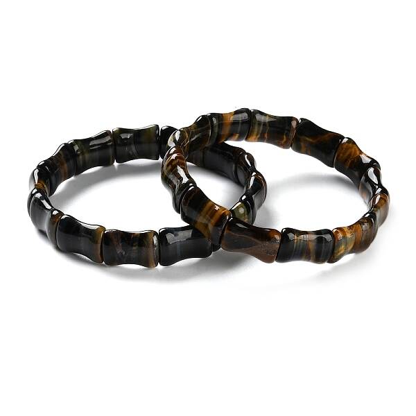 Natural Tiger Eye Beaded Stretch Bracelets for Men