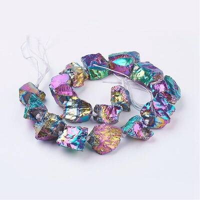 Electroplated Natural Quartz Crystal Bead Strands