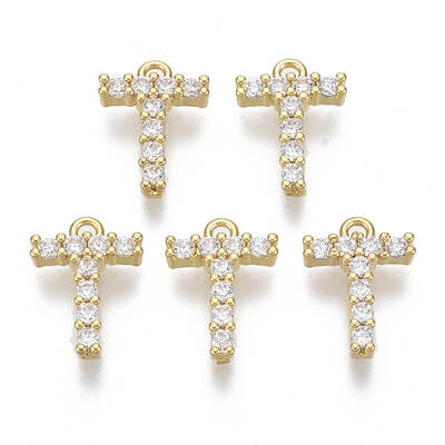 Brass Micro Pave Cubic Zirconia Charms