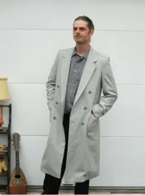 Mens Overcoat -Mens Long Wool Topcoats- Topcoat For Men-Mens Double breasted Overcoat - White Gray Double breasted Coat