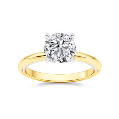 Harmony Bloom Two Toned Round Lab Grown Diamond Engagement Ring | 10K Yellow-White Gold 1 1/2 CT. TW.