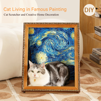 DIY 3D Frame Cat House with Scratching Board, Cat Living in Famous Painting ,Oil Painting Cat Scratcher , Easy-to-Assemble ...