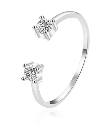 Agato AGT-R20W Open Ring in Silver with Zirconia - Circuit: 52 mm