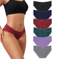 LEVAO Underwear Women Cotton Underwear Playful Bikini Underwear Women Lace Elastic Low rise Panties Wavy Sides Invisible Pant...