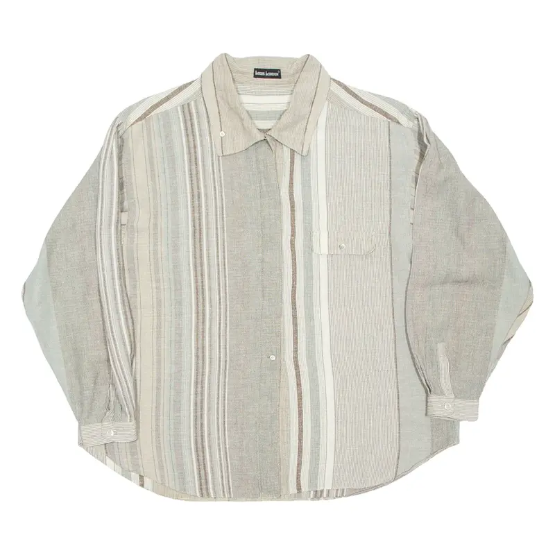Womens Shirt Beige Striped Long Sleeve M