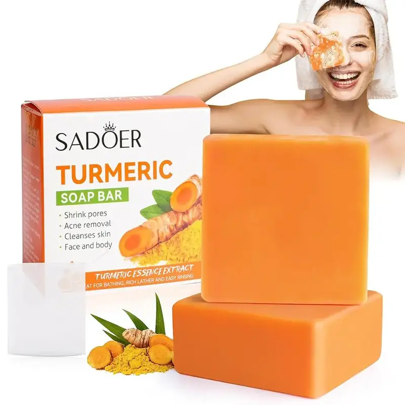 Handmade Turmeric Body & Facial Soap Bar, Natural Turmeric Essence Soap for Effective Deep Skin Cleansing, Personal Skin Care...