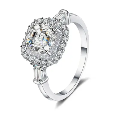 10K White Gold 1.5 to 5 CT Princess Cut Shaped Moissanite Engagement Ring