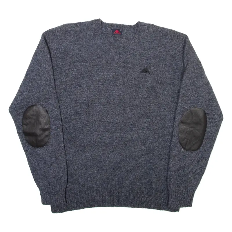 KAPPA Mens Jumper Grey V-Neck Tight Knit L