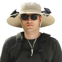 Solar Fan Hat Wide Brim Outdoor Fishing Hat With Double Power Fans Solar Or USB Charging Sun hats For Men 3 Speed Adjustable ...