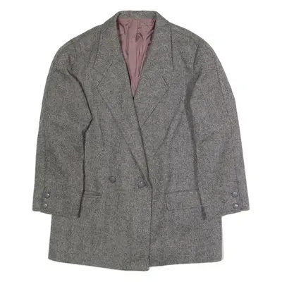 J S CLAIRE Womens Blazer Jacket Grey Wool Herringbone L