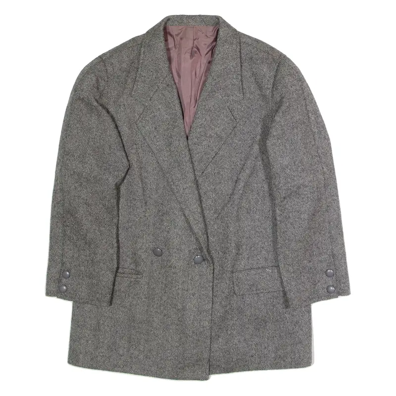 J S CLAIRE Womens Blazer Jacket Grey Wool Herringbone L