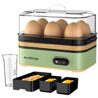 EVOLOOP Rapid Egg Steamer - 6-Egg Capacity, BPA-Free Stainless Steel with Clear Tritan Lid, 400W Electric Egg Cooker for Hard...