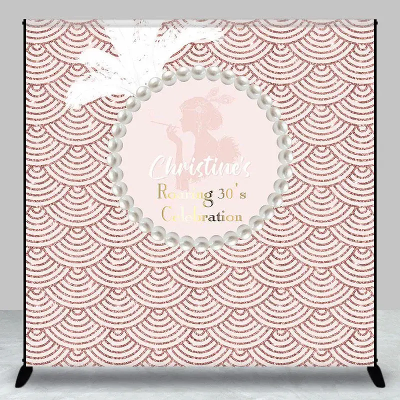 Rose Gold Pearl Morden Custom 30th Birthday Backdrop - Aperturee