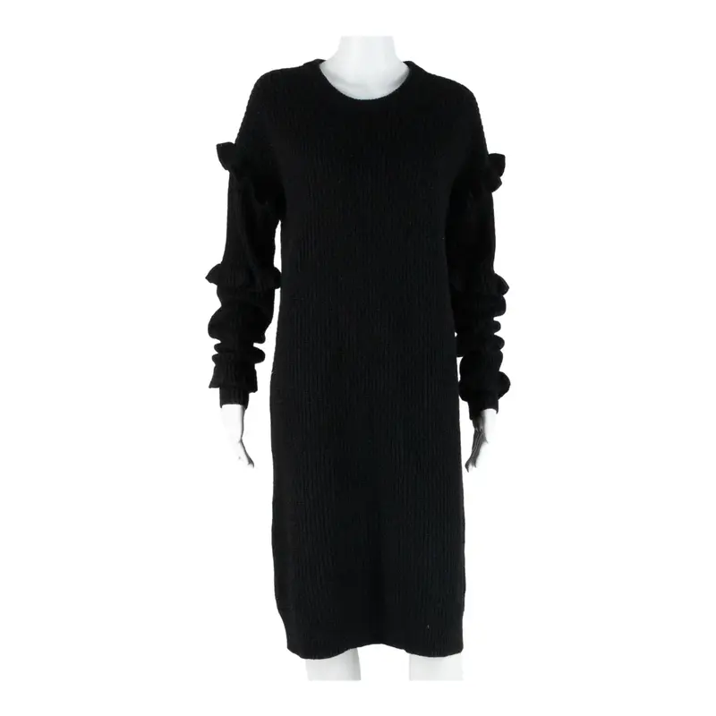 MICHAEL KORS Womens Jumper Dress Black Wool Long Sleeve Knee Length M