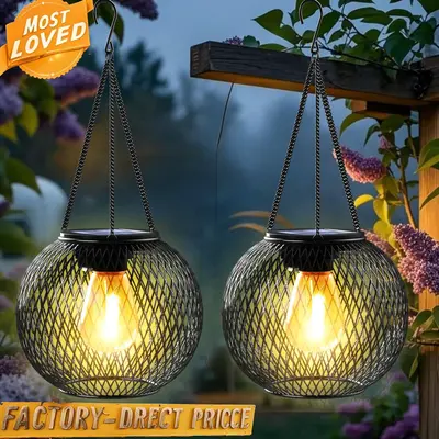 Outdoor Solar Hanging Light,2/4 packs Solar Lantern Outdoor Garden with IP65 Waterproof,Waterproof Tree Light for Garden Yard...